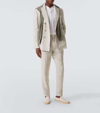 Pinstripe linen suit | Brunello Cucinelli