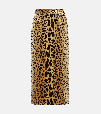 Leopard-print velvet midi skirt | Miu Miu