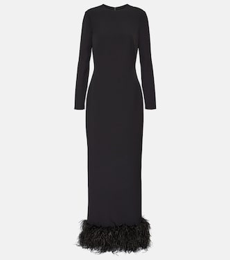 Robe longue en crêpe à plumes | Safiyaa
