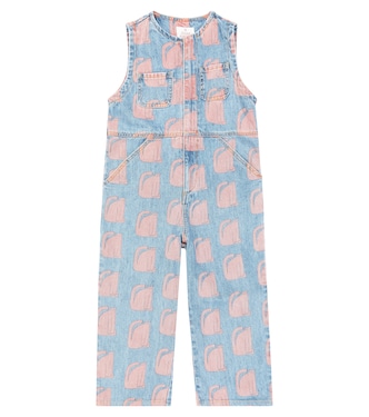 Salopette Cat in denim con stampa | Jellymallow