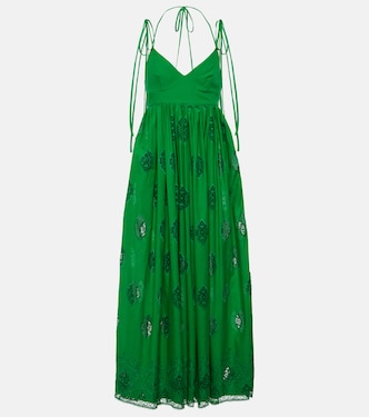Vestido midi de mezcla de algodón bordado | Erdem