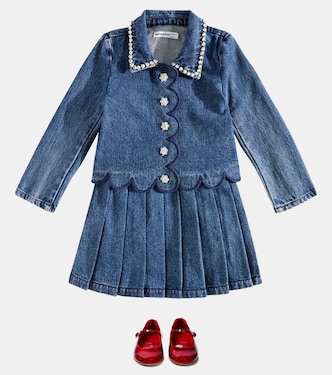 Falda plisada de denim | Self-Portrait Kids