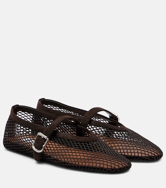 Suede-trimmed mesh ballet flats | Alaïa