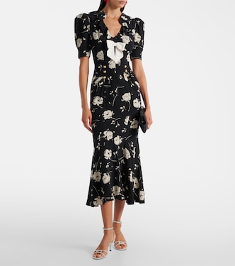 Floral printed silk midi dress | Alessandra Rich
