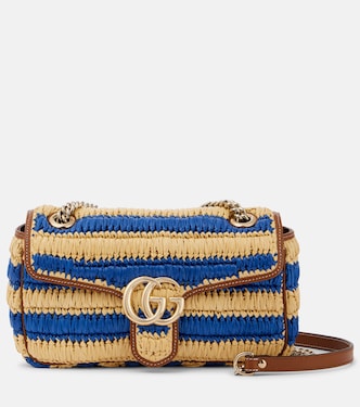 Bolso al hombro GG Marmont Small de rafia | Gucci