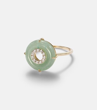 14kt gold ring with jade and diamonds | Mateo