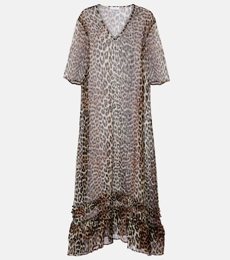 Bedrucktes Midikleid aus Chiffon | Ganni