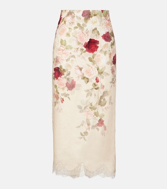 Hypnotic floral linen pencil skirt | Zimmermann