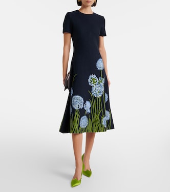 Robe midi en jacquard à fleurs | Oscar de la Renta