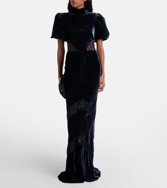 Vestido de fiesta Minerva de terciopelo con encaje | Rebecca Vallance