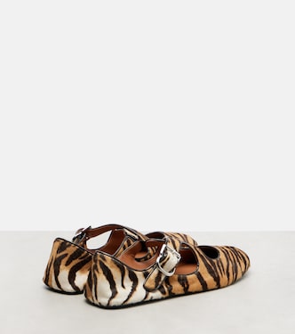 Tiger-print calf hair ballet flats | Alaïa
