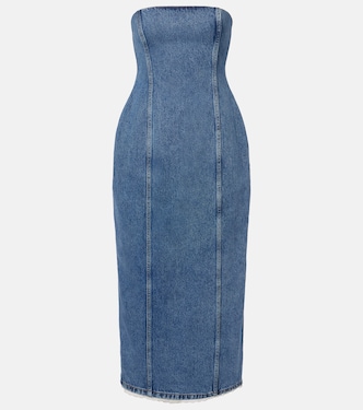 Crochet-trimmed denim midi dress | Magda Butrym