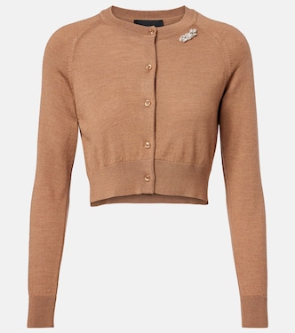 Embellished cropped wool and silk cardigan | Simone Rocha