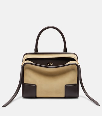 Leather-trimmed suede top-handle bag | Loewe