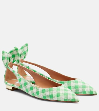 Bow Tie bow-detail checked ballet flats | Aquazzura