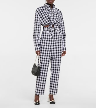Pantaloni in cotone a quadri | Miu Miu