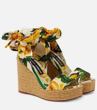 Sandali espadrillas in raso con zeppa | Dolce&Gabbana