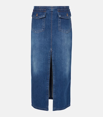 Front-slit denim midi skirt | Chloé