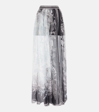 Gonna lunga in chiffon di seta con stampa | Elie Saab