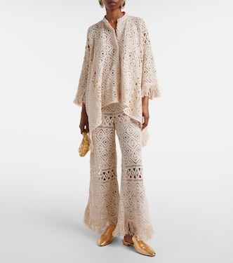 Pantaloni a palazzo Lacey in cotone macramé | La DoubleJ