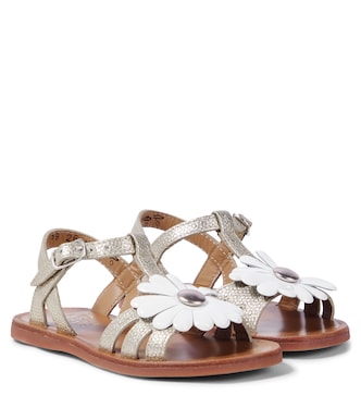 Plagette Big Flo metallic leather sandals | Pom d'Api