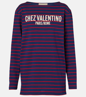 Chez Valentino striped cotton jersey top | Valentino