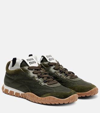 Tyre suede-trimmed sneakers | Miu Miu