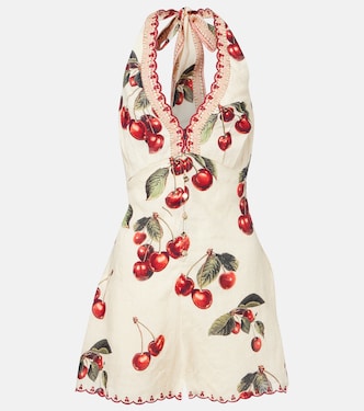 Notes From The Road printed linen romper | Camilla