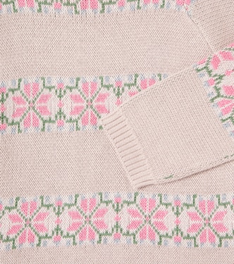 Alberte floral jacquard cotton sweater | Wheat