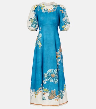 Luda floral linen midi dress | Alémais