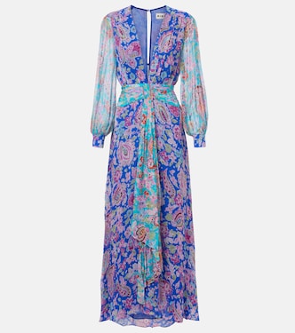 Meera floral gathered chiffon maxi dress | Rixo