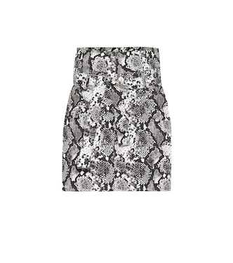 Mini-jupe à taille haute en coton à motif serpent | The Attico