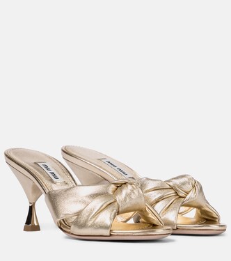 Metallic leather sandals | Miu Miu