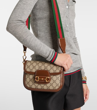 Gucci Horsebit 1955 Mini leather-trimmed shoulder bag | Gucci