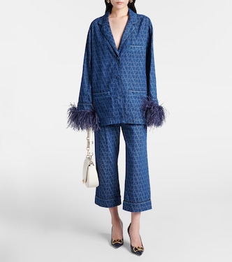 Jeanshemd Toile Iconographe mit Federn | Valentino