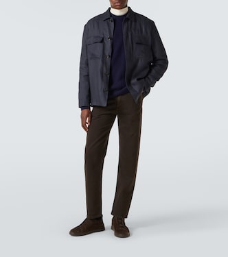 Pantaloni regular in cotone con pelle | Zegna