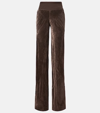 High-rise velour straight pants | Rick Owens