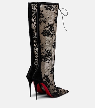 KM  100 lace-trimmed leather knee-high boots | Christian Louboutin