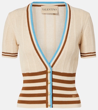 Open-knit striped cotton cardigan | Valentino