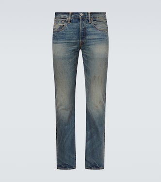 Distressed straight jeans | RRL