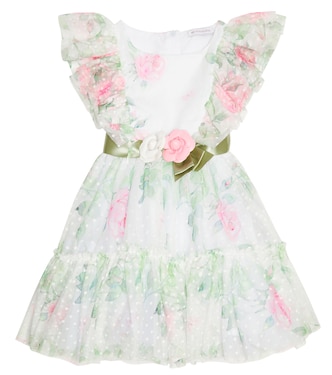 Rose printed tulle dress | Monnalisa