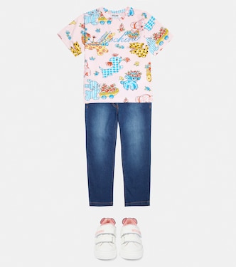 T-shirt in misto cotone con stampa | Moschino Kids
