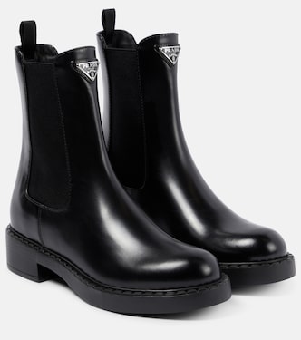 Logo leather ankle boots | Prada