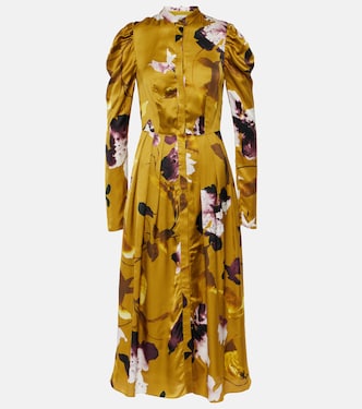 Vestido midi de satén floral | Erdem