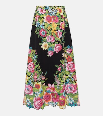 Gonna lunga in cotone con stampa a fiori | Etro