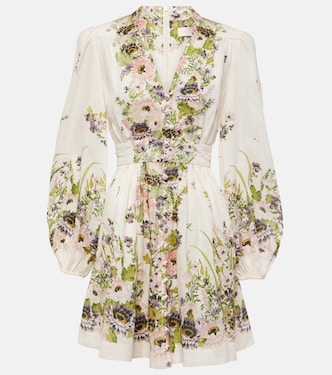 Robe Halliday Plunge en lin à fleurs | Zimmermann