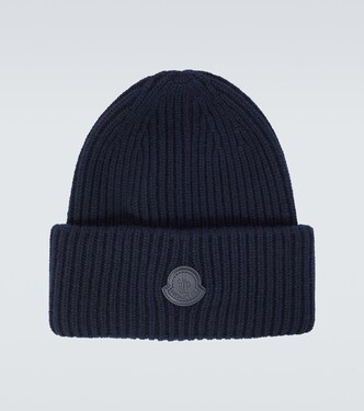 Leather-trimmed cashmere beanie | Moncler