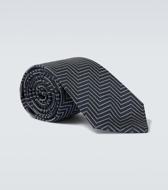 Chevron silk twill jacquard tie | Giorgio Armani