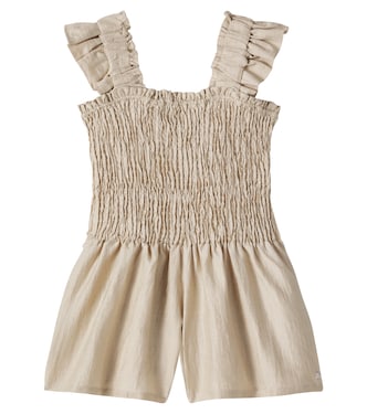 Estien smocked hemp-blend playsuit | Donsje