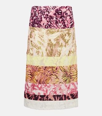 Colorblocked gathered midi skirt | Dries Van Noten